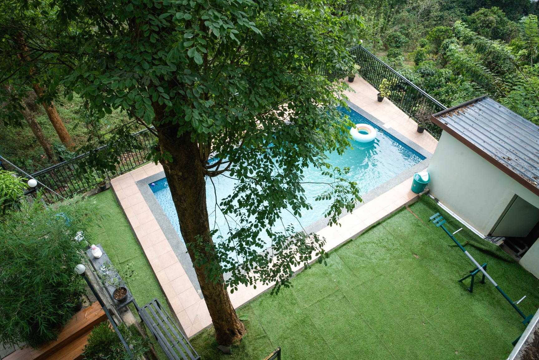 High-Angle View of the Swimming Pool Area