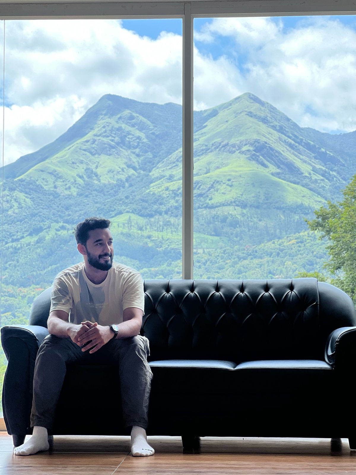 Person relaxing at Mount Vista